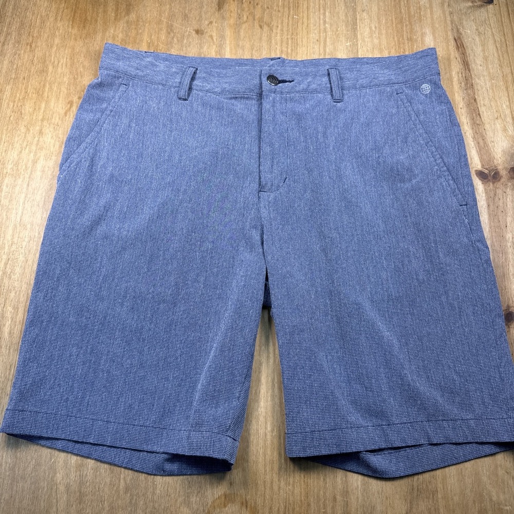 Adidas Textured Golf Shorts Men's 34 Heathered Blue 9" Inseam Casual Lightweight